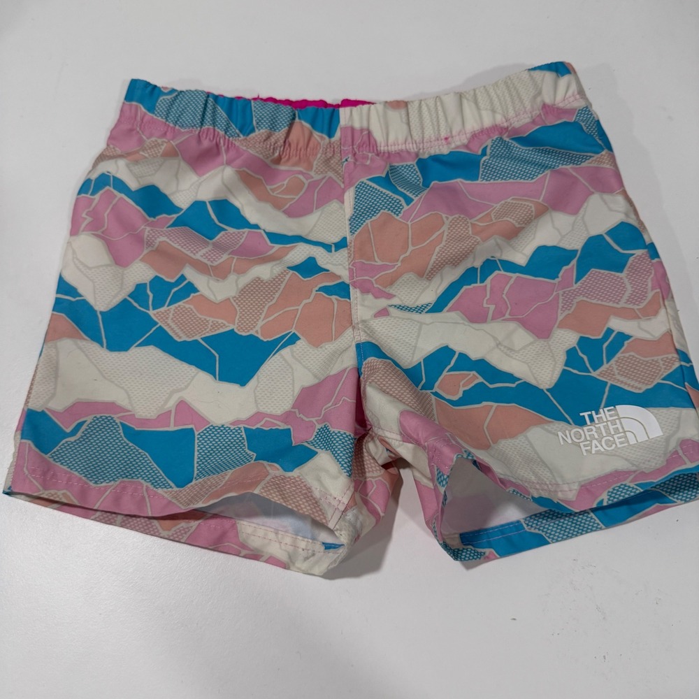 The North Face Toddler Swim Trunks UPF 40+ Pink Blue Geometric Shorts 4T 4B